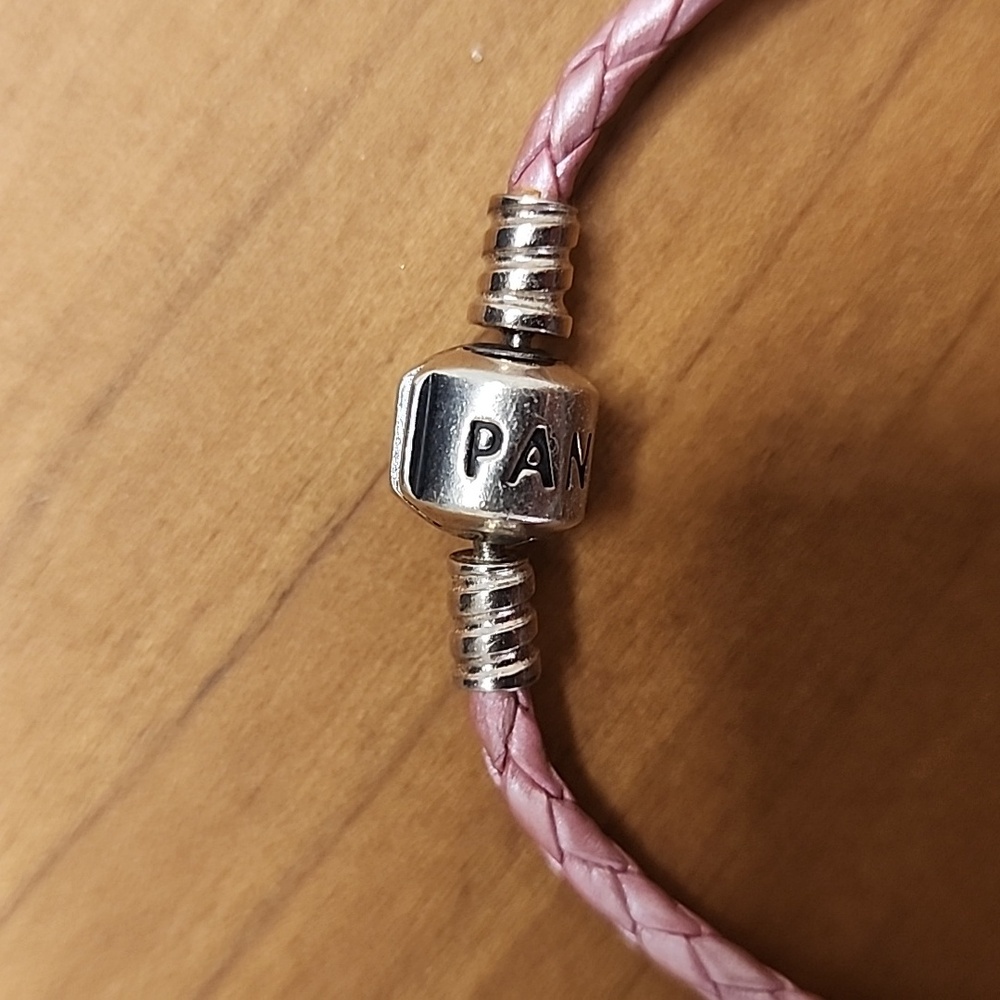 Pandora Pink Braided Bracelet with Pink Murano Charm - Picture 2 of 5